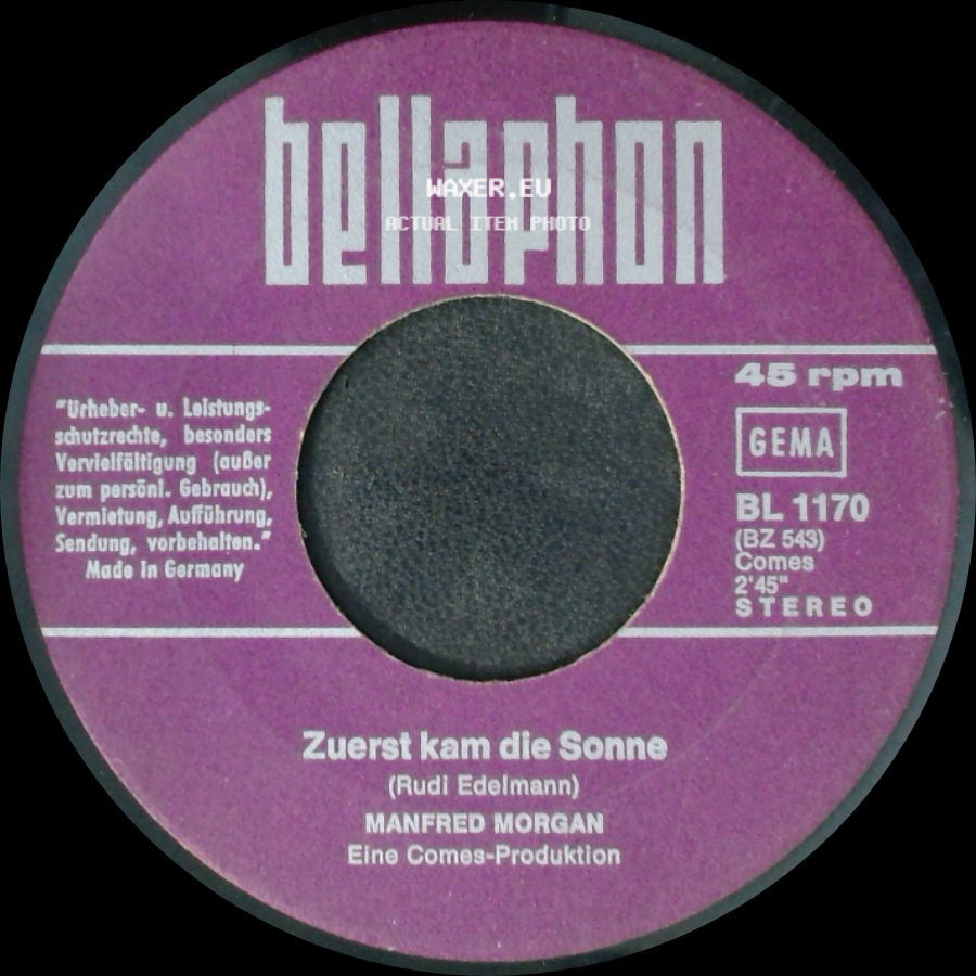 Manfred Morgan - Sag' Daß Du Mich Lieb Hast / Zuerst Kam Die Sonne side B