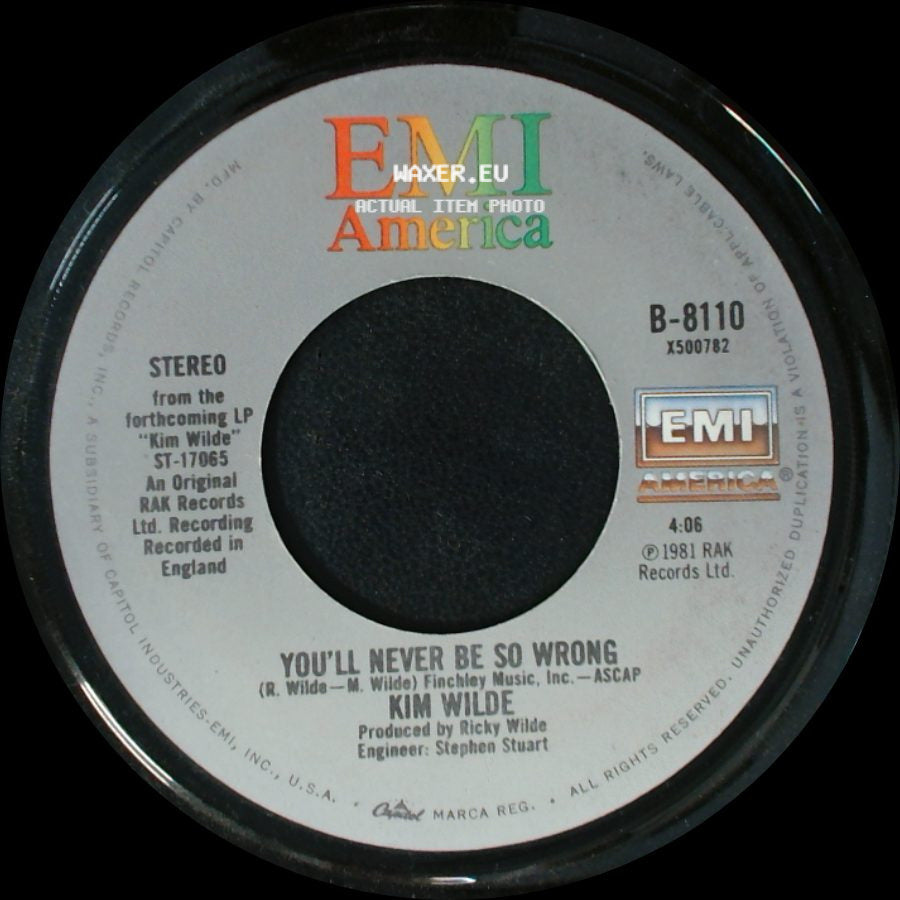 Kim Wilde - Kids In America / You'll Never Be So Wrong side B