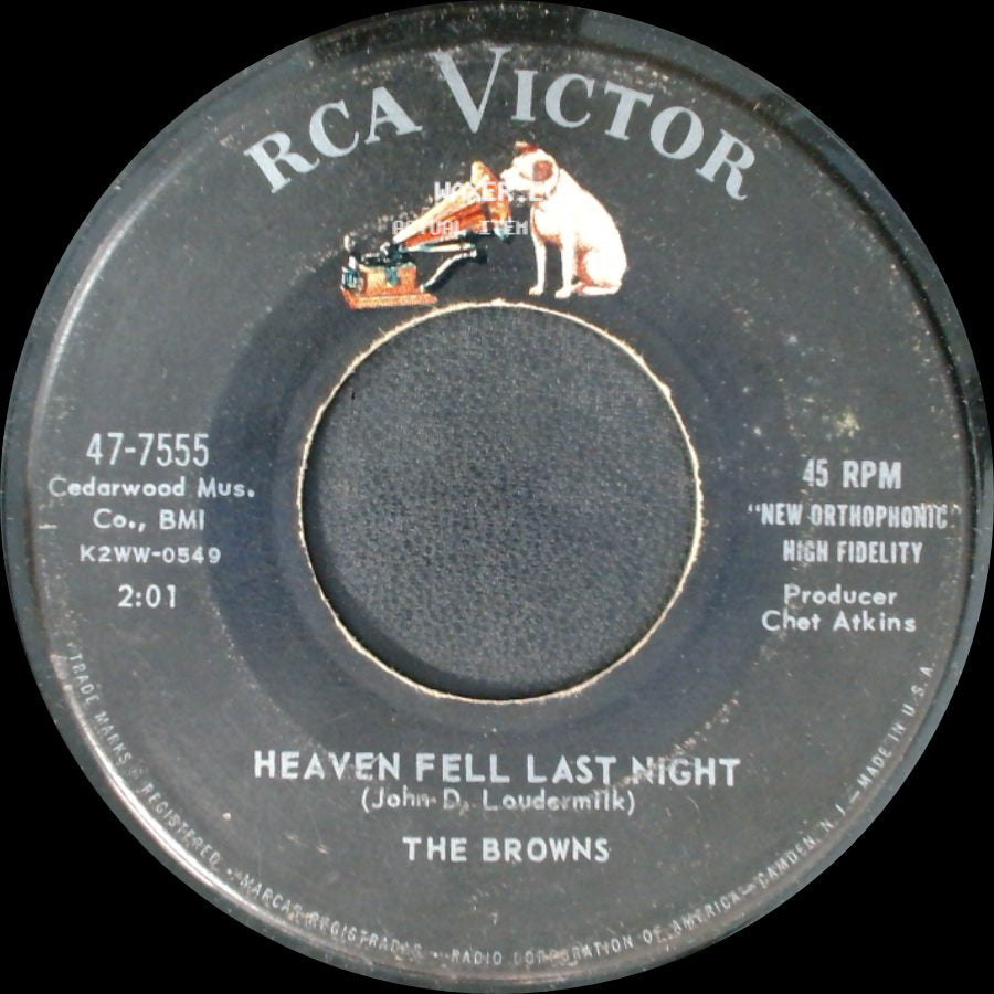 The Browns - Heaven Fell Last Night / The Three Bells side A