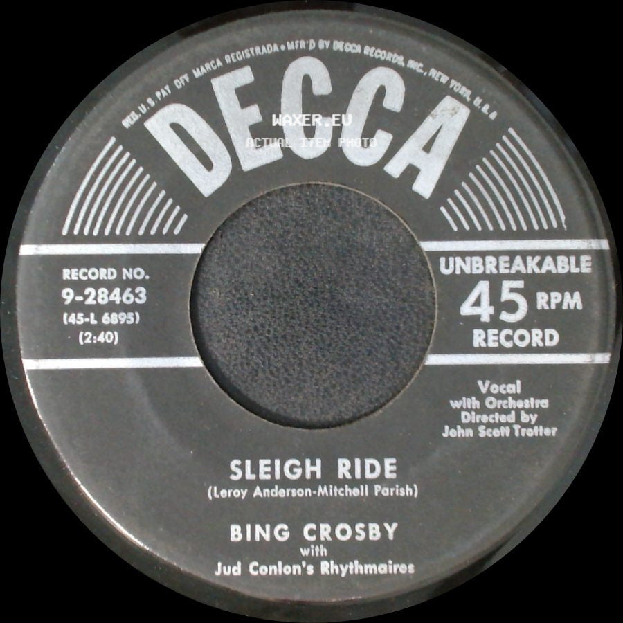 Bing Crosby And Peggy Lee / Bing Crosby - Little Jack Frost Get Lost / Sleigh Ride side B