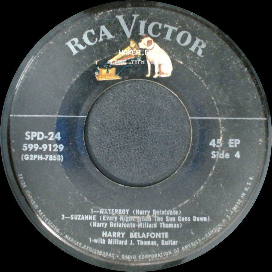 Harry Belafonte - Waterboy / Suzanne (Every Night When The Sun Goes Down) / Unknown Title B side A