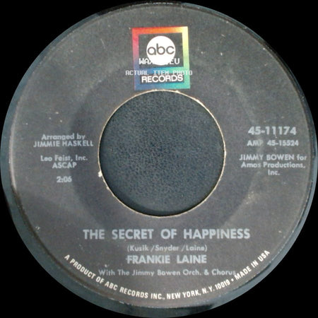 Frankie Laine - You Gave Me A Mountain / The Secret Of Happiness side B