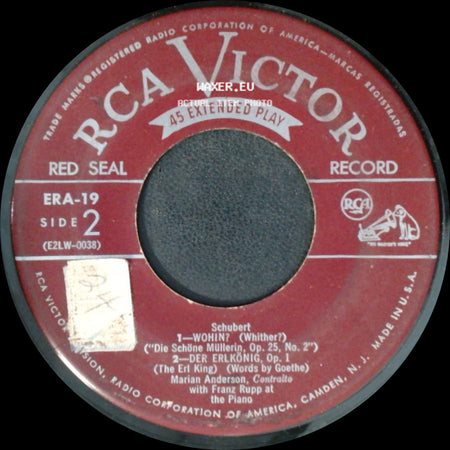 Marian Anderson - Ave Maria / Die Forelle / Wohin? / Der Erlkönig side B