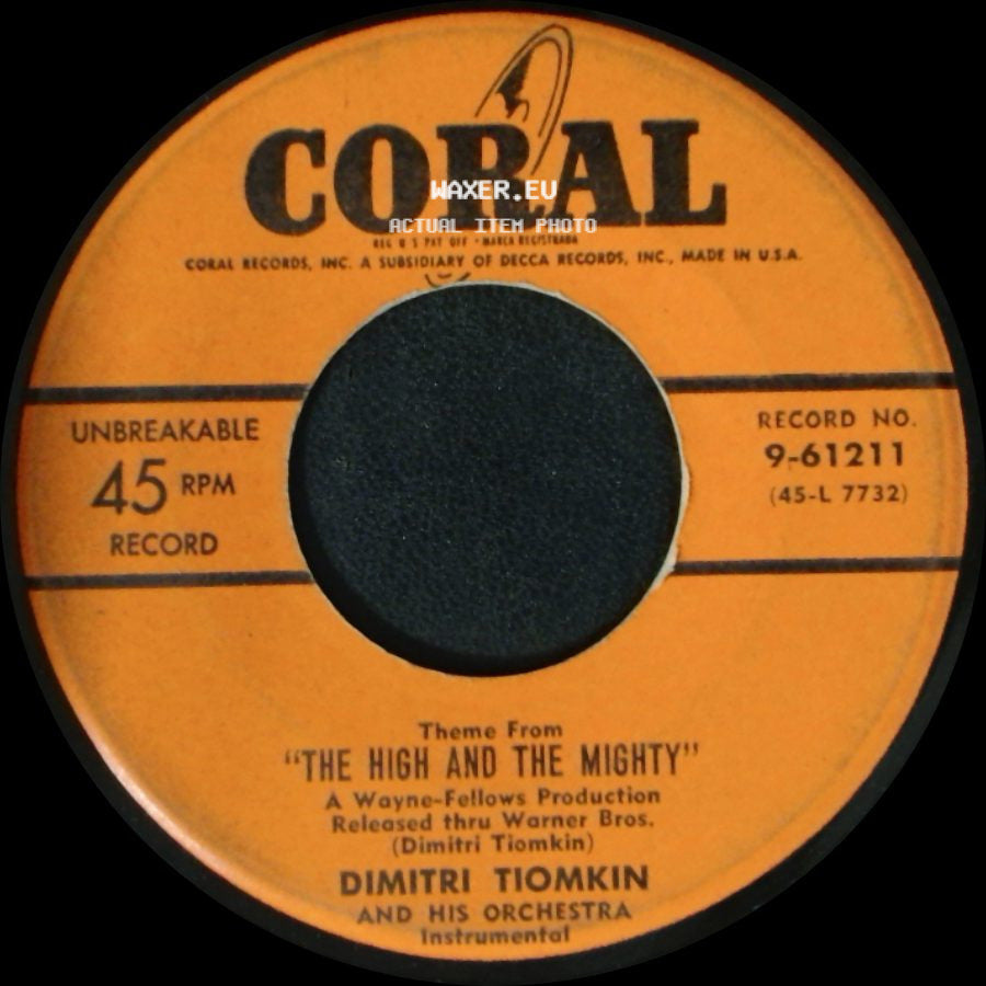 Dimitri Tiomkin And His Orchestra - Theme From "The High And The Mighty" / Theme From "Dial 'm' For Murder" side A