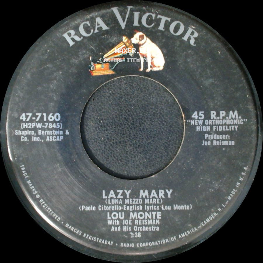 Lou Monte - Angelique / Lazy Mary (Luna Mezzo Mare) side B