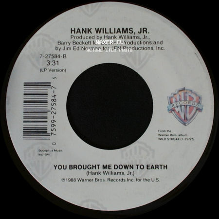 Hank Williams, Jr. - There's A Tear In My Beer / You Brought Me Down To Earth side B