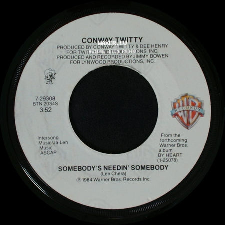 Conway Twitty - (Lying Here With) Linda On My Mind / Somebody's Needin' Somebody side B