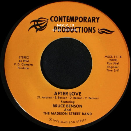Bruce Benson And The Madison Street Band - Disco / After Love side B