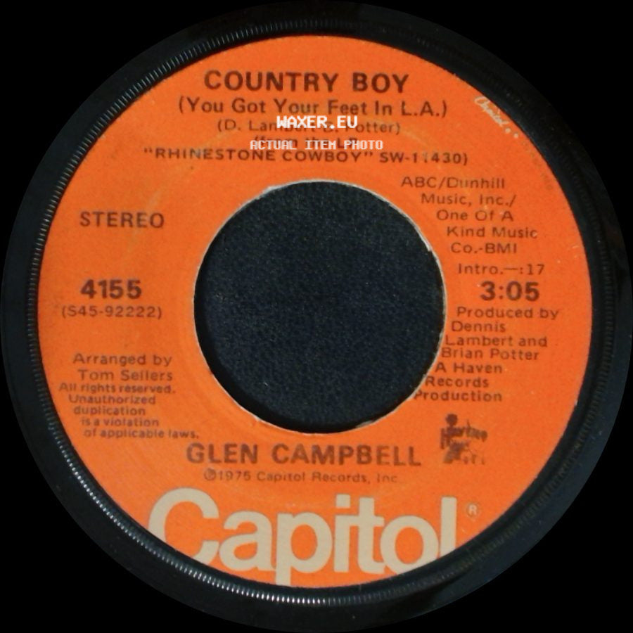 Glen Campbell - Record Collector's Dream / Country Boy (You Got Your Feet In L.A.) side B