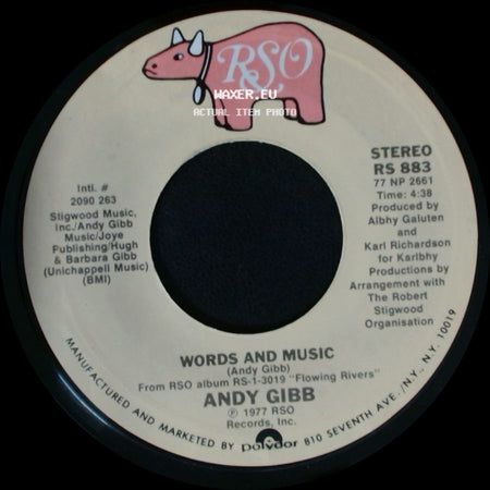 Andy Gibb - (Love Is) Thicker Than Water / Words And Music side B
