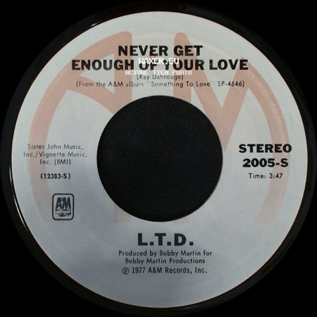 L.T.D. - Never Get Enough Of Your Love / Make Someone Smile Today! side A
