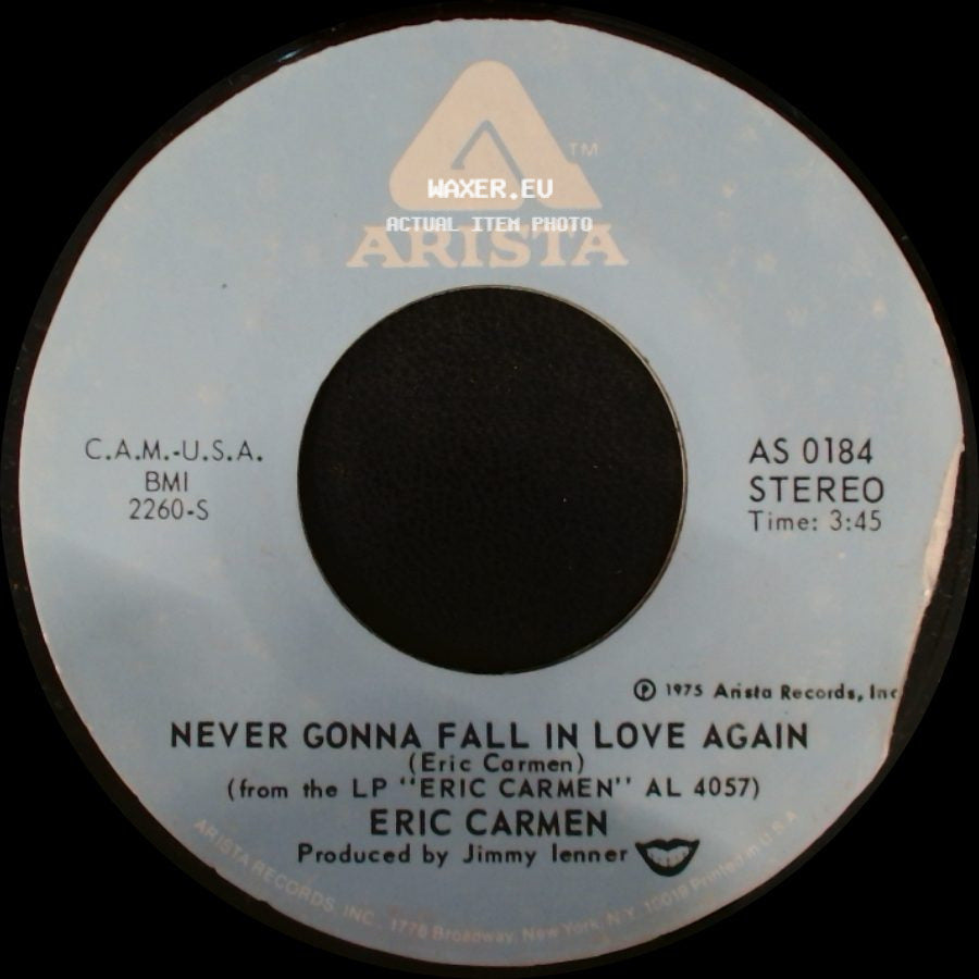 Eric Carmen - Never Gonna Fall In Love Again / No Hard Feelings side A
