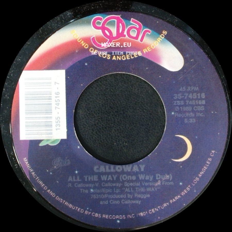 Calloway - All The Way (Radio Edit) / All The Way (One Way Dub) side B