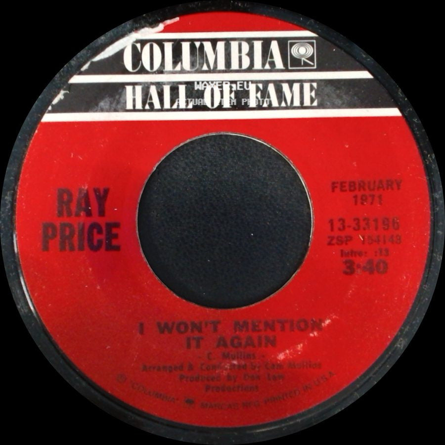 Ray Price - I Won't Mention It Again / For The Good Times side A