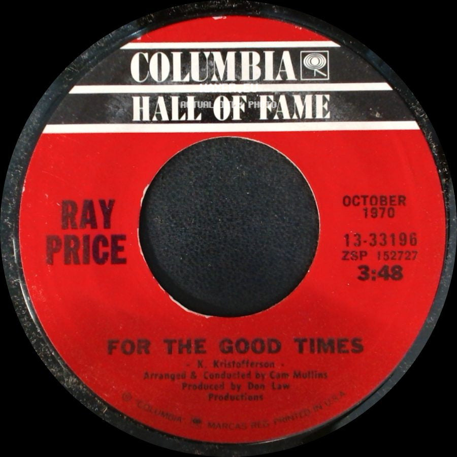 Ray Price - I Won't Mention It Again / For The Good Times side B