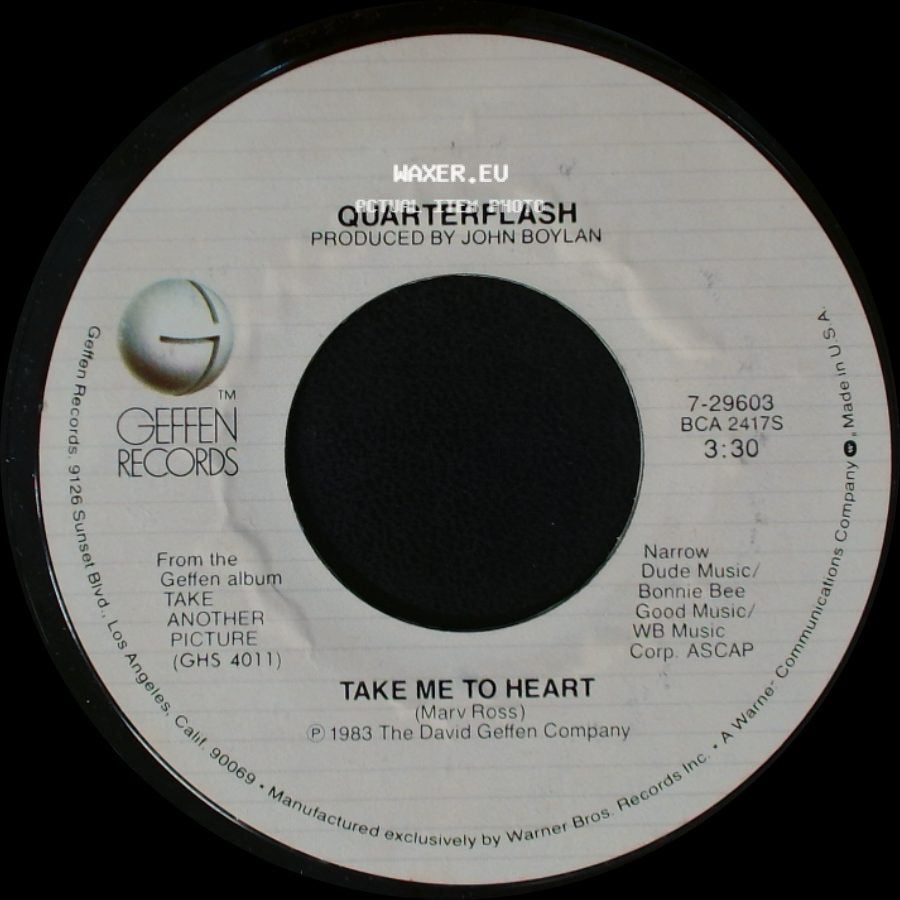 Quarterflash - Take Me To Heart / Nowhere Left To Hide side A