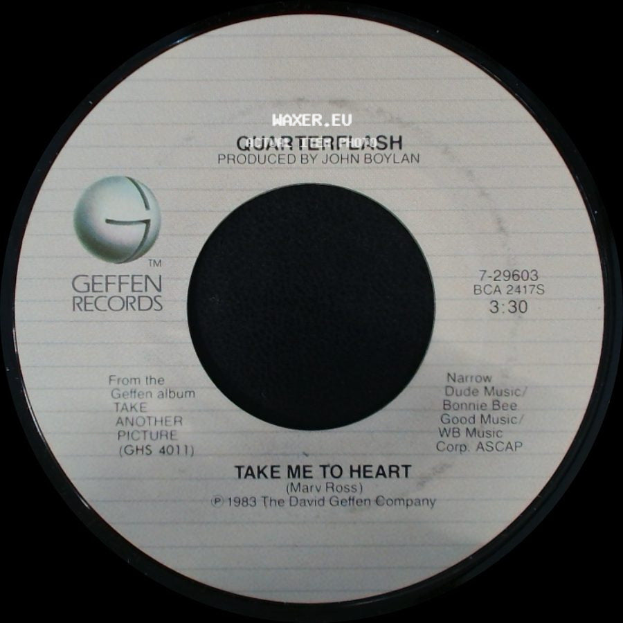 Quarterflash - Take Me To Heart / Nowhere Left To Hide side A