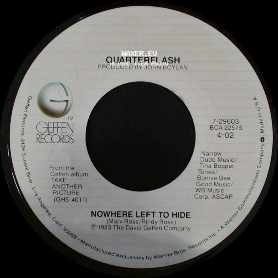 Quarterflash - Take Me To Heart / Nowhere Left To Hide side B
