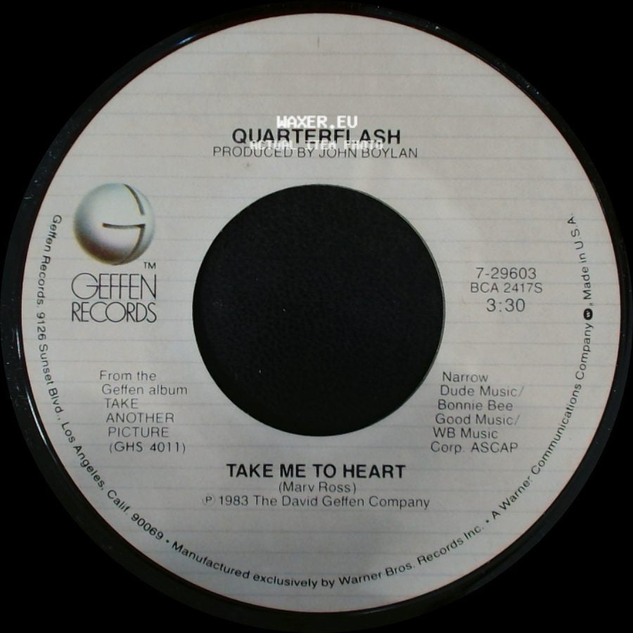 Quarterflash - Take Me To Heart / Nowhere Left To Hide side A