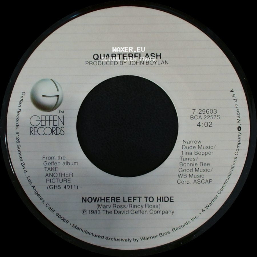 Quarterflash - Take Me To Heart / Nowhere Left To Hide side B