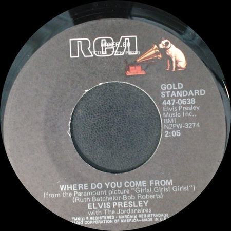 Elvis Presley With The Jordanaires / Elvis Presley - Where Do You Come From / Return To Sender side A