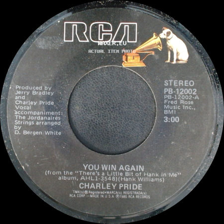 Charley Pride - There's A Little Bit Of Hank In Me / You Win Again side B