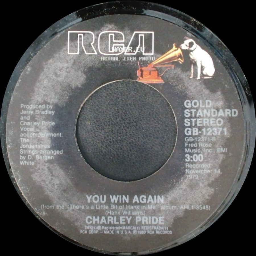 Charley Pride - Honky Tonk Blues / You Win Again side B