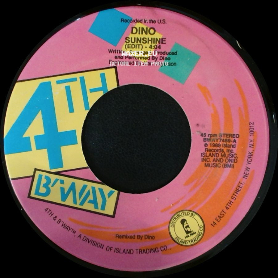 Dino - Sunshine (Instrumental) / Sunshine (Edit) side B