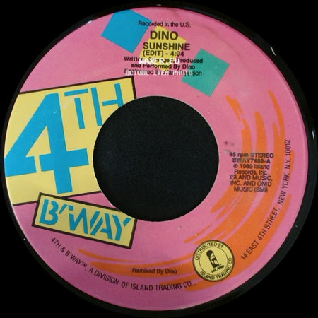 Dino - Sunshine (Instrumental) / Sunshine (Edit) side B
