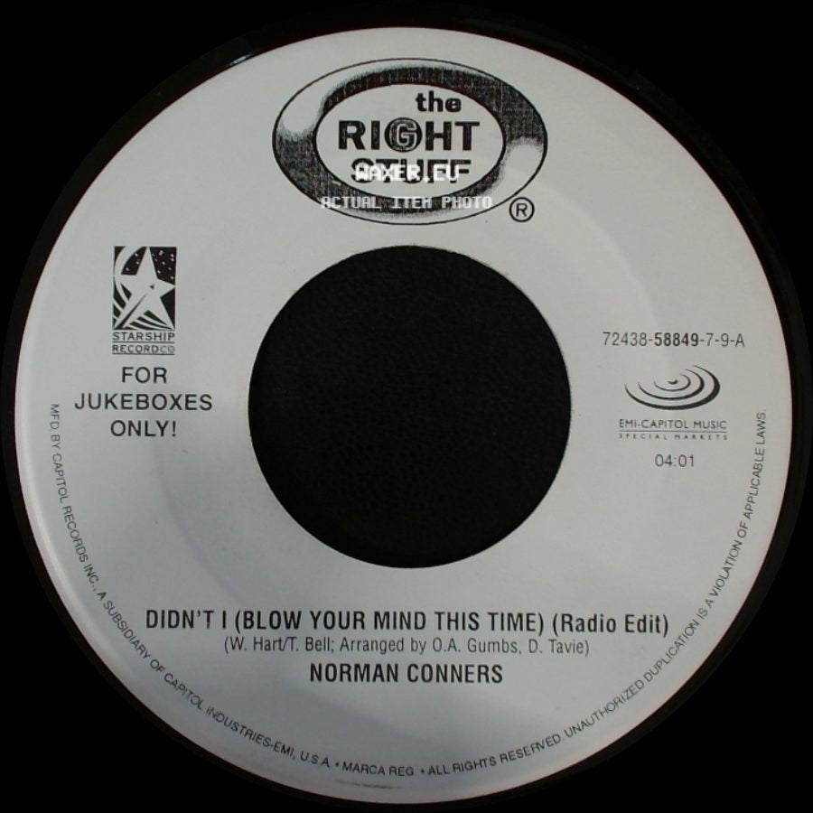 Norman Conners - River Of Love (Single Edit) / Didn’t I (Blow Your Mind This Time) (Radio Edit) side B