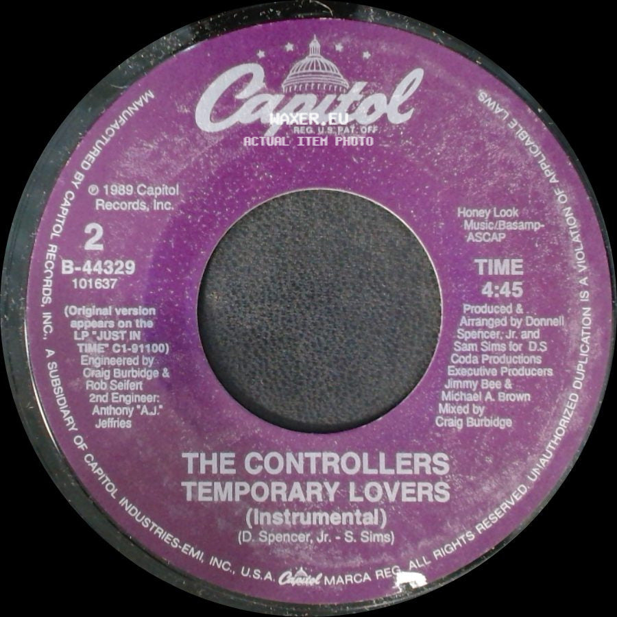 The Controllers - Temporary Lovers (7" Edit) / Temporary Lovers (Instrumental) side B