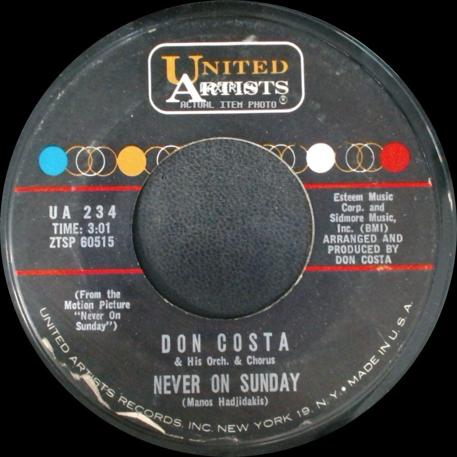 Don Costa & His Orch. & Chorus - Never On Sunday / The Sound Of Love side A