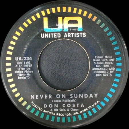 Don Costa / Don Costa & His Orch. & Chorus - Never On Sunday / The Sound Of Love side A