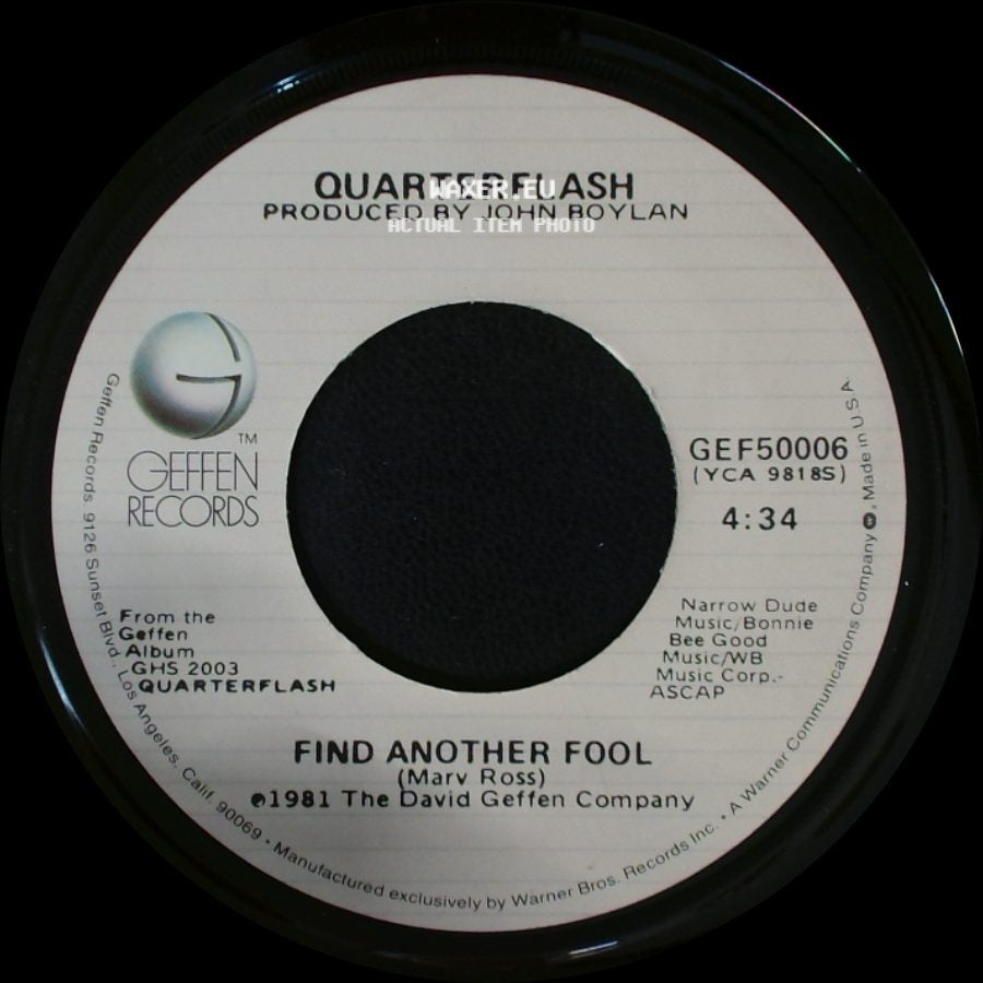 Quarterflash - Cruisin' With The Deuce / Find Another Fool side B
