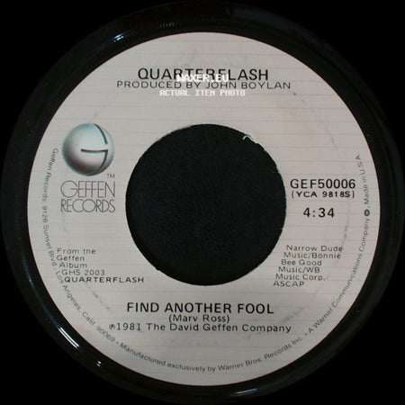 Quarterflash - Cruisin' With The Deuce / Find Another Fool side B