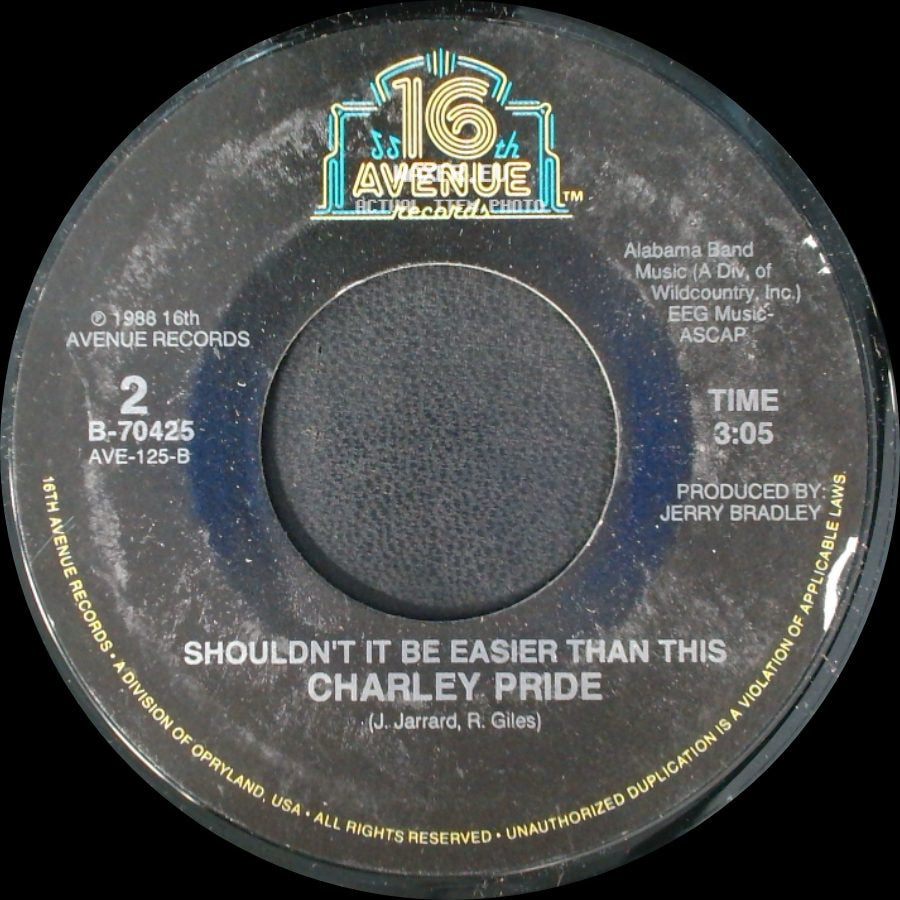 Charley Pride - White Houses / Shouldn't It Be Easier Than This side B