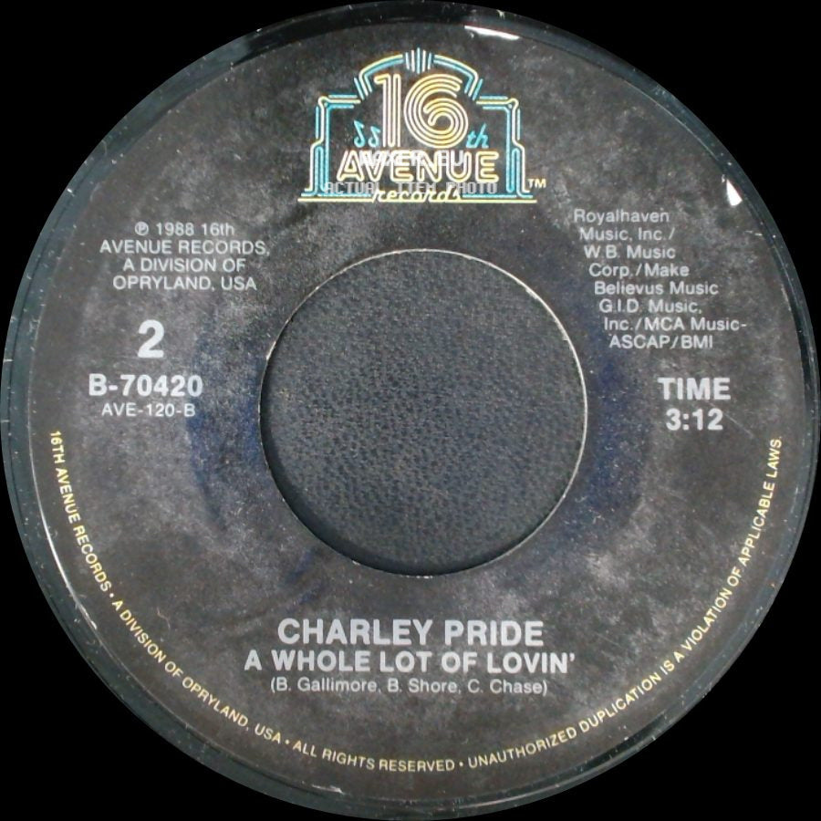 Charley Pride - Where Was I / A Whole Lot Of Lovin' side B