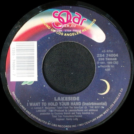Lakeside - I Want To Hold Your Hand (7" Edit) / I Want To Hold Your Hand (Instrumental) side B