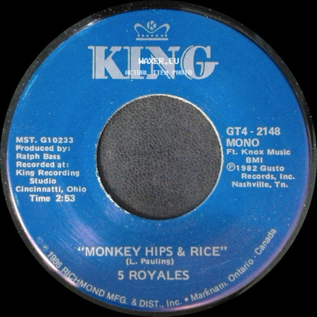 5 Royales / The Blue Tones - Monkey Hips & Rice / Shake, Shake side A