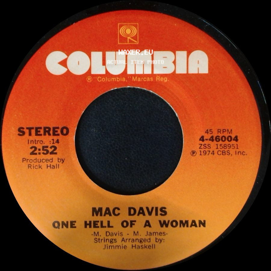 Mac Davis - A Poor Man's Gold / One Hell Of A Woman side B
