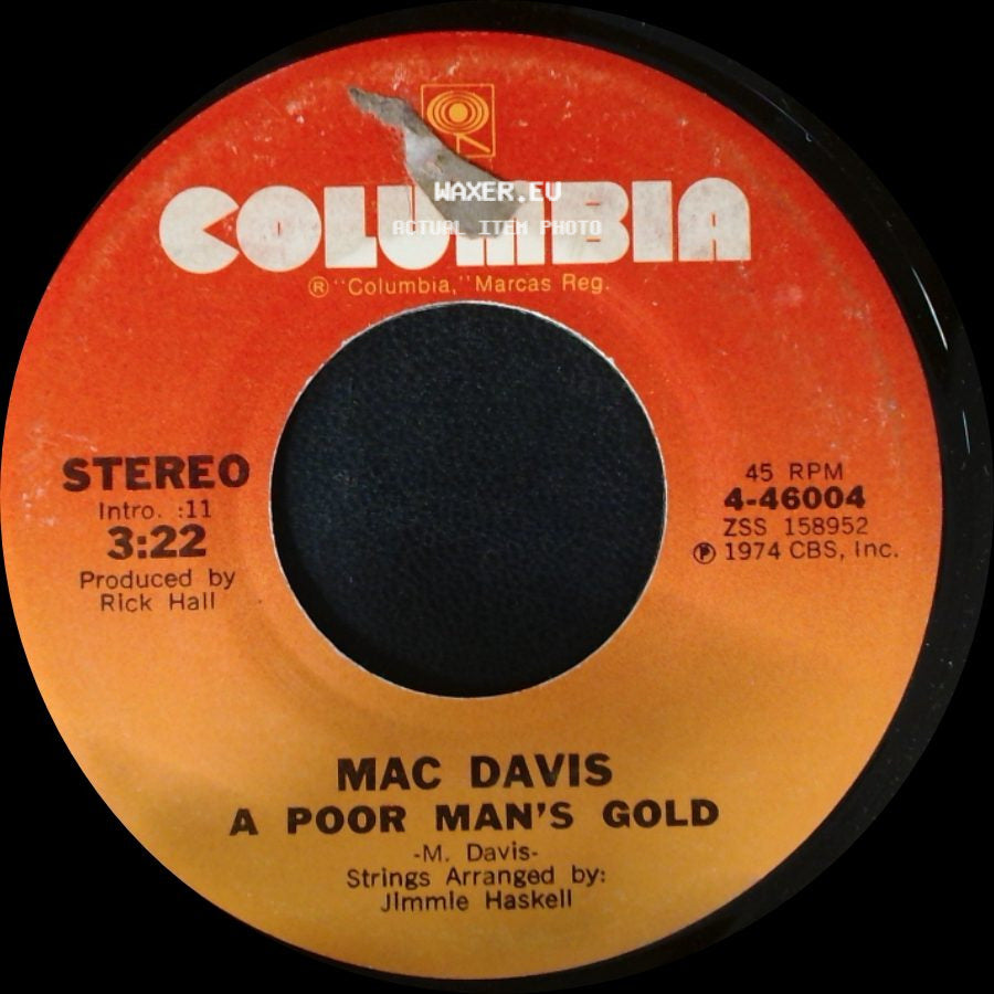 Mac Davis - One Hell Of A Woman / A Poor Man's Gold side B