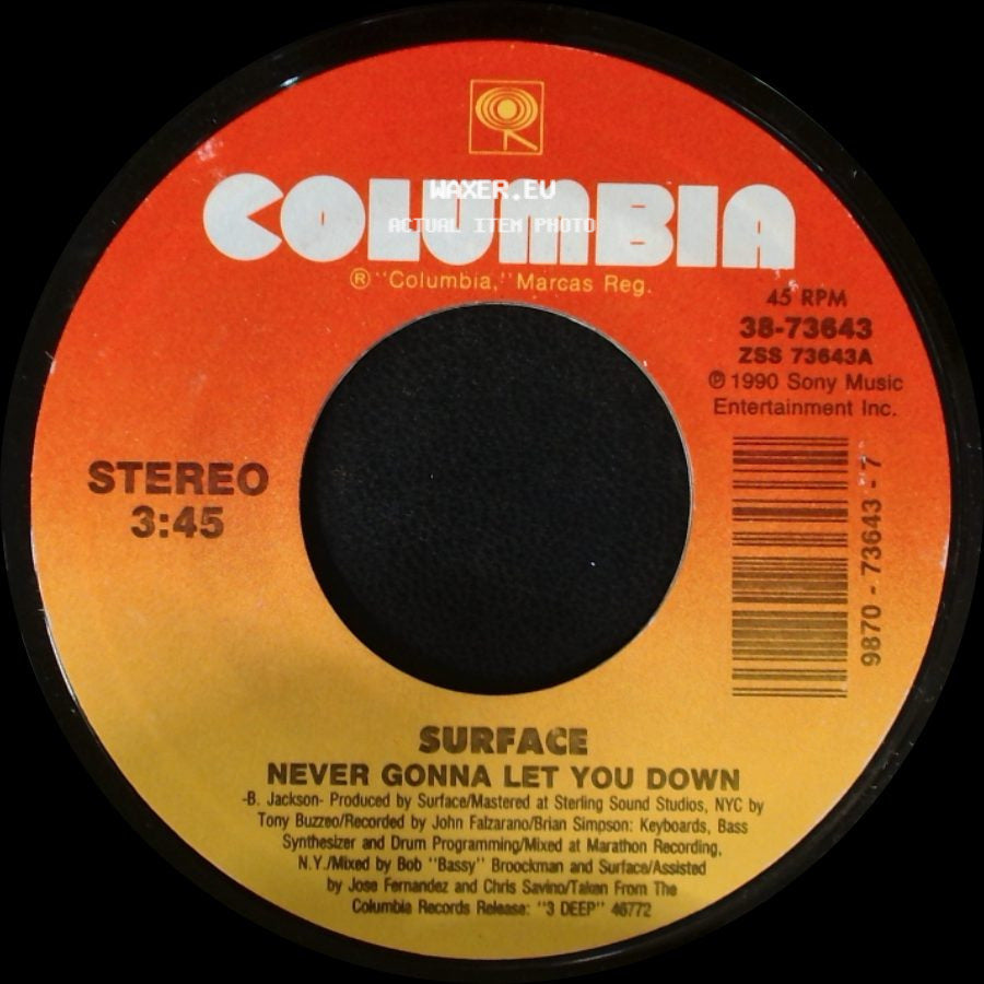 Surface - Gotta Make Love Tonight / Never Gonna Let You Down side B