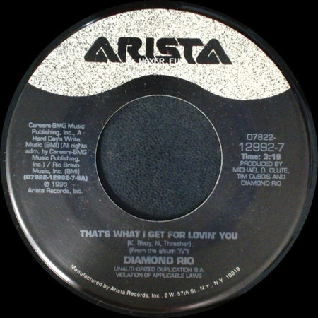 Diamond Rio - That's What I Get For Lovin' You / Big (Instrumental) side A