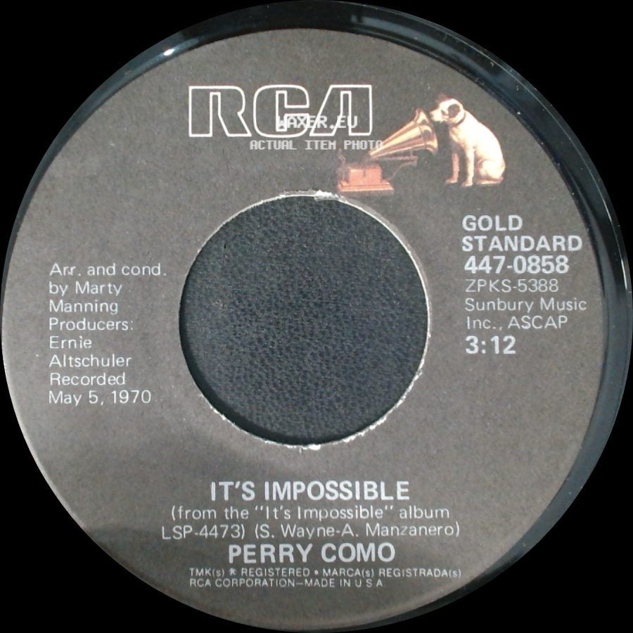 Perry Como - Seattle / It's Impossible side B