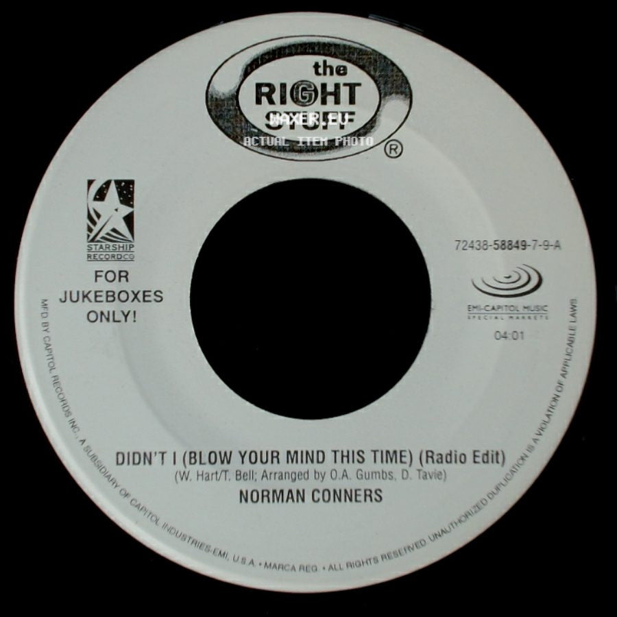 Norman Conners - Didn't I (Blow Your Mind This Time) (Radio Edit) / River Of Love (Single Edit) side A