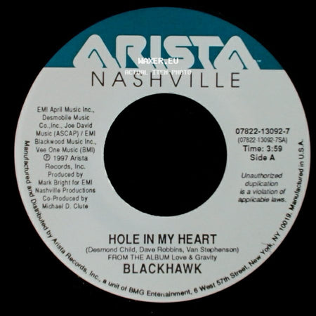 Blackhawk - Hole In My Heart / She Dances With Her Shadow side A