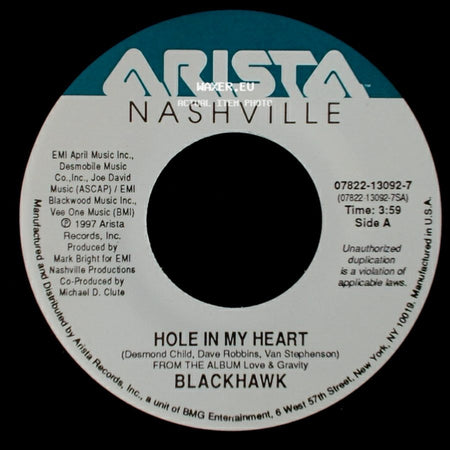 Blackhawk - Hole In My Heart / She Dances With Her Shadow side A