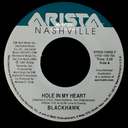 Blackhawk - Hole In My Heart / She Dances With Her Shadow side A