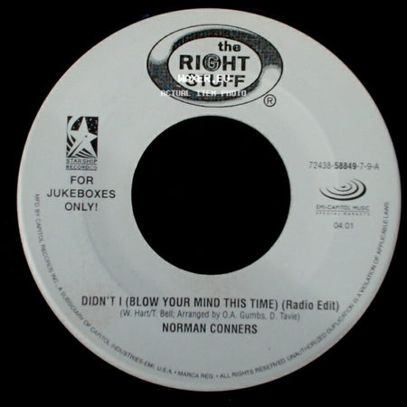 Norman Conners - Didn't I (Blow Your Mind This Time) (Radio Edit) / River Of Love (Single Edit) side A