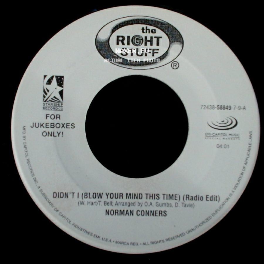 Norman Conners - Didn't I (Blow Your Mind This Time) (Radio Edit) / River Of Love (Single Edit) side A